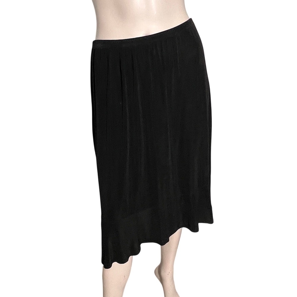 Minimalist Midi Skirt Women Large Black Elastic Waist Stretch Y2K N Touch Career - Picture 2 of 8